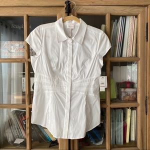 NWT LAUNDRY Short Cap Sleeve Shirt, Ruched detail
